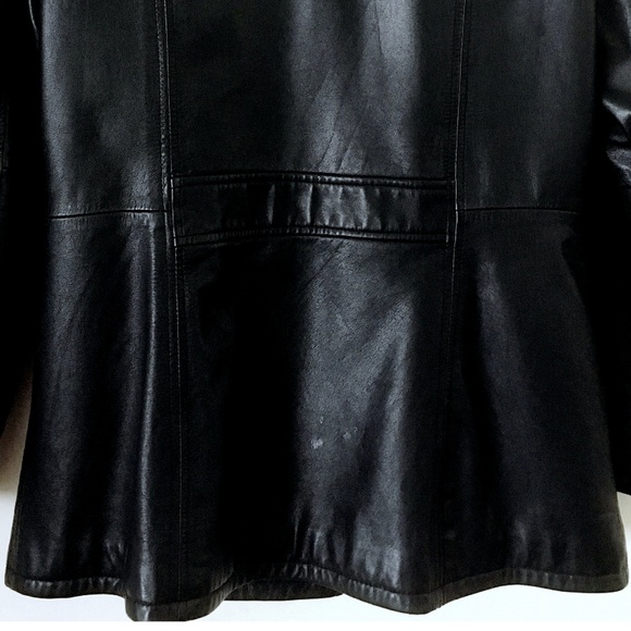 Vintage Wilsons Black Leather Button Jacket Medium - Picture 4 of 8